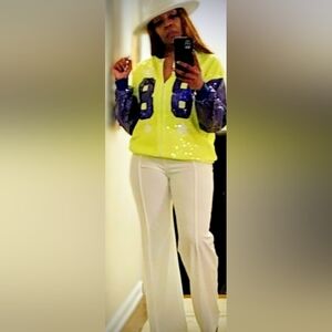 Sequin Bomber Jacket - Yellow and Blue